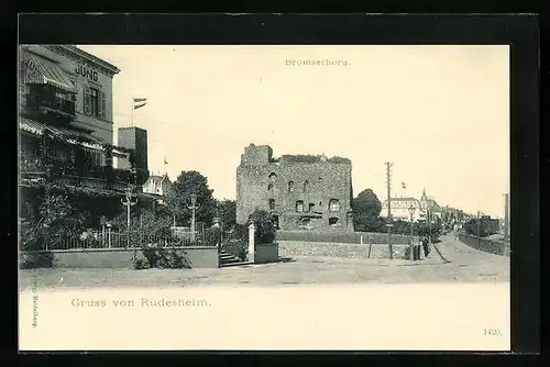 AK Rüdesheim, die Ruine der Brömersburg