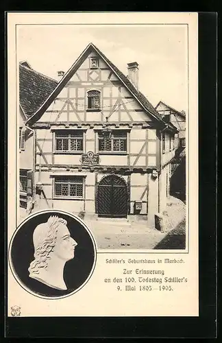 AK Marbach, Schillers Geburthaus, Portrait