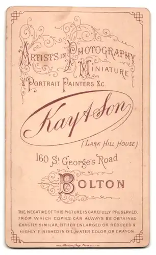 Fotografie Kay & Son, Bolton, 160 St. George's Road, Portrait stattlicher Mann mit Bart im Jackett