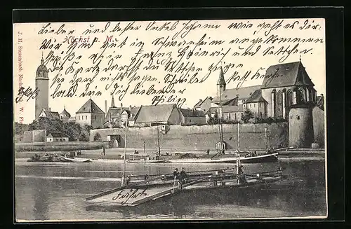 AK Höchst a. M., Teilansicht mit Turm und Kirche