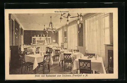 AK Frankfurt a. M., Hotel und Restaurant zum Salzhaus, Wein-Restaurant, Innenansicht