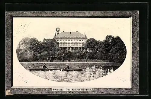 Präge-AK Zwickau, Das Schwanenschloss, Passepartout