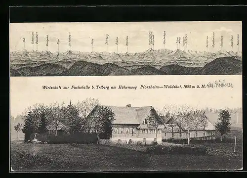 AK Triberg, Gasthaus zur Fuchsfalle, Bergpanorama mit Rigi, Tödi und Pilatus