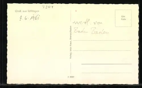 AK Söllingen, Ortsansicht mit Strassenpartie