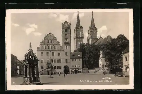 AK Oschatz, Platz mit Rathaus