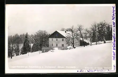 AK Frauenberg a. Dreisessel /Bayer. Ostmark, Jugendherberge im Schnee