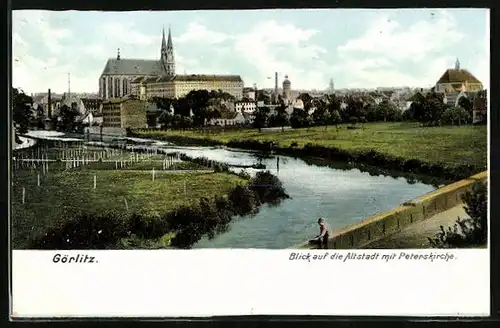 AK Görlitz, Blick auf die Altstadt mit Peterskirche