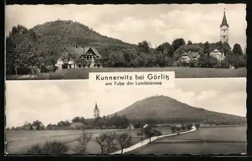 AK Kunnerwitz bei Görlitz, Ortspartien mit Kirche