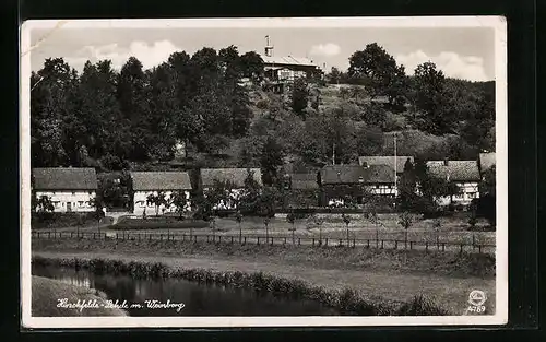AK Hirschfelde-Lehde, Teilansicht mit Gasthaus Weinberg