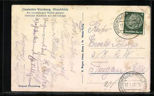 AK Hirschfelde-Lehde, Teilansicht mit Gasthaus Weinberg