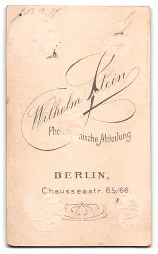 Fotografie Wilhelm Stein, Berlin, Chausseestrasse 65-66, Junge Dame im hübschen Kleid