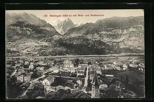 AK Meiringen, Teilansicht mit Well- und Wetterhorn