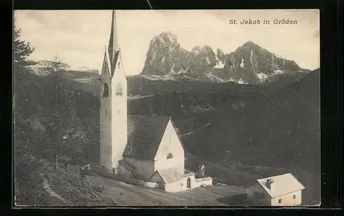 AK St. Jakob in Gröden, Blick auf die Kirche