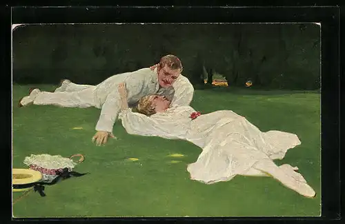 Künstler-AK R. Borrmeister: Verliebtes Paar auf einer Wiese