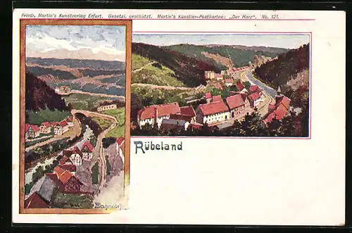 Künstler-AK H. Bahndorf: Verschiedene Ansichten von Rübeland