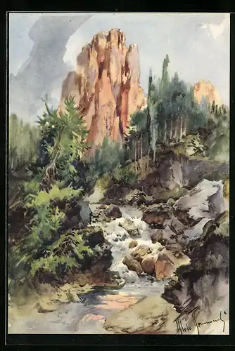 Künstler-AK Aldo Raimondi: Dolomiti, Der Langkofel