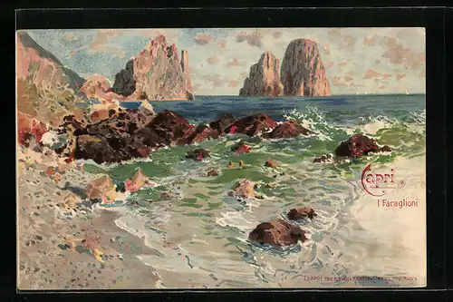 Künstler-AK Capri, I Faraglioni