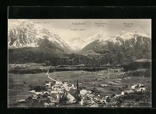 AK Kötschach, Gesamtansicht mit Gebirgswand