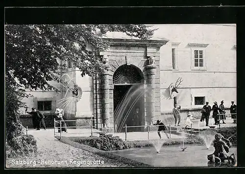 AK Salzburg-Hellbrunn, Blick zur Regengrotte