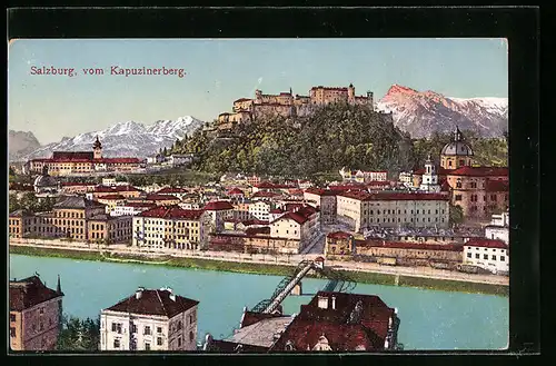 AK Salzburg, Ortsansicht vom Kapuzinerberg
