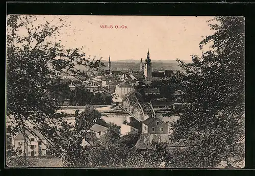 AK Wels, Totalansicht mit Brückenpartie