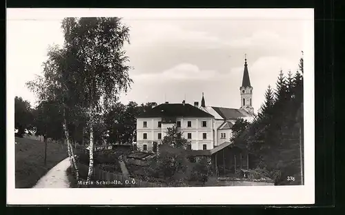 AK Maria Schmolln, Ortspartie mit Blick zum Kirchturm