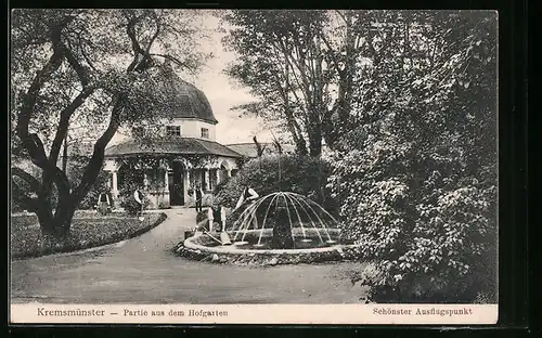 AK Kremsmünster, Partie aus dem Hofgarten