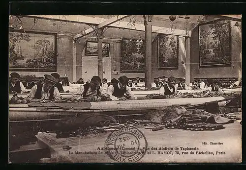 AK Aubussen, La Manufacture de Tapis et Tapisseries R. et L. Hamot, 75, Rue de Richelieu, Vue des Ateliers de Tapisserie