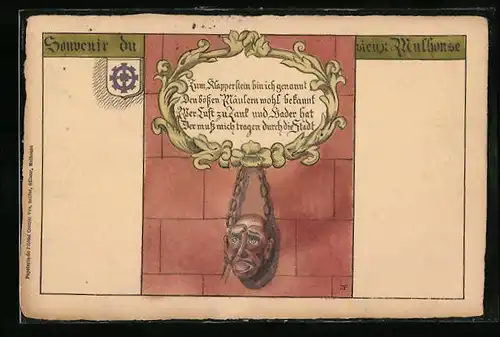 Künstler-AK Mulhouse, Klapperstein an der Wand, Jura
