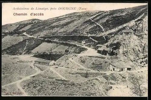 AK Dourgne, Ardoisières de Limatge, Chemin d`accès, Steinbruch