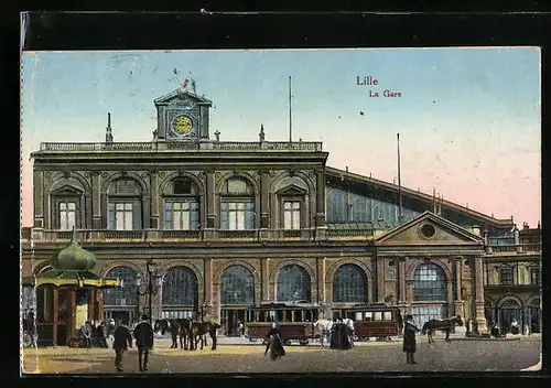 AK Lille, La Gare, Bahnhof