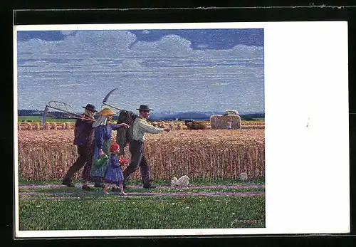 Künstler-AK Josef Madlener: Von der Ernte