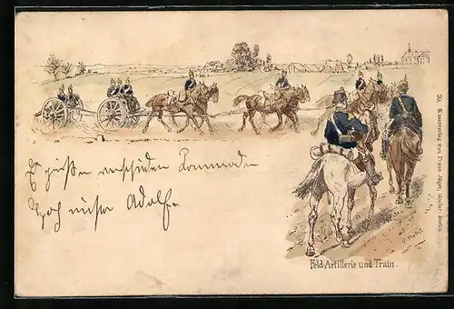 Künstler-AK Richard Knoetel: Feld-Artillerie und Train.