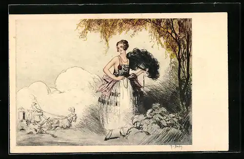 Künstler-AK J. Hardy: Leicht bekleidete Schönheit im Walde