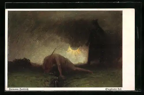 Künstler-AK Hermann Hendrich: Siegfrieds Tod