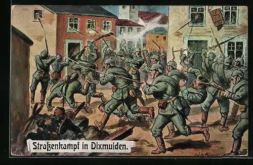 Künstler-AK Ad. Hoffmann: Strassenkampf in Dixmuiden