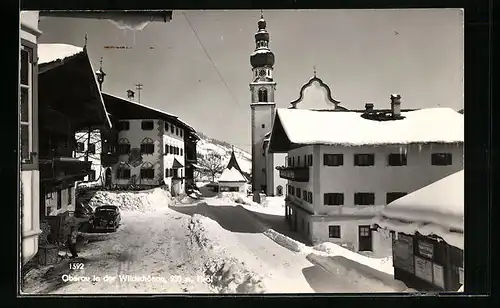 AK Oberau, Ortsansicht im Schnee