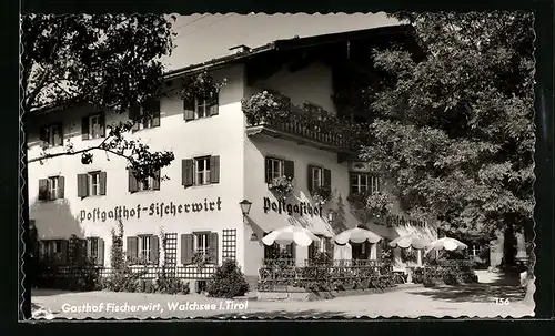 AK Walchsee, Gasthof Fischerwirt mit Terrasse