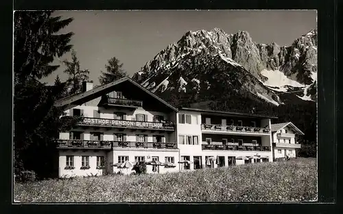 AK Going, Gasthof Blattlhof mit Terrasse