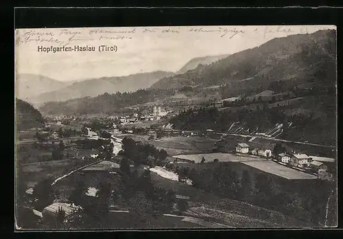 AK Hopfgarten-Haslau, Totalansicht aus der Vogelschau