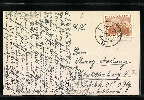 AK Landeck, Ortsansicht mit Schloss