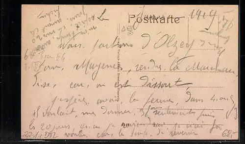 AK Mainz, Strassenpartie mit Synagoge
