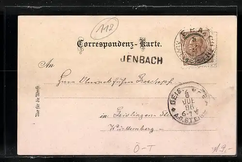 Lithographie Jenbach, Ortsansicht mit Pension Toleranz