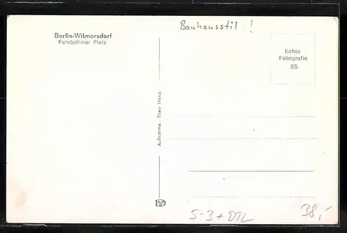 AK Berlin-Wilmersdorf, Fehrbelliner Platz, Bauhausstil