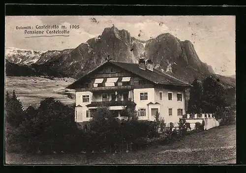 AK Castelrotto, Ortsansicht mit Pensione Castelrotto