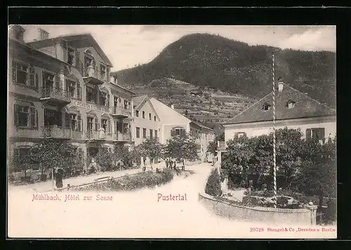 AK Mühlbach /Pustertal, Strassenpartie am Hotel zur Sonne