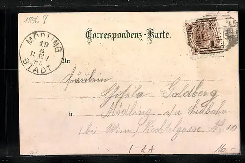 Lithographie Bozen, Walther Denkmal, Pfarrkirche, Panorama