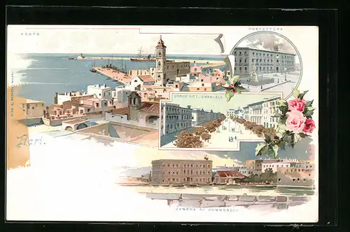Lithographie Bari, Corso Vitt. Emanuele, Camera di Commercio, Porto