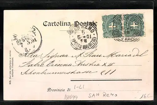 Lithographie San Remo, Rue S. Brigida, Porto, La Promenade