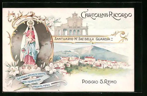 Lithographie San Remo, Poggio, Santuario Nostra Signora della Guardia
